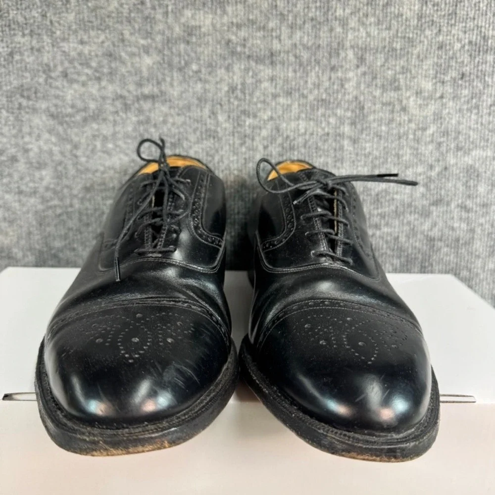 Johnston & Murphy Aristocraft Mens Black Leather Cap Toe Brogue Shoes USA 13